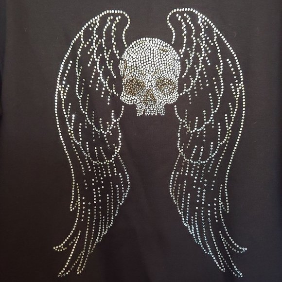 Boyfriend Crew SWS Active sweatshirt with blingy rinestone skull with wings Med - Picture 1 of 11